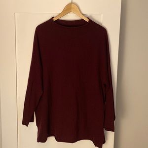 EUC Eileen Fisher Burgundy Cashmere Mock Turtleneck
